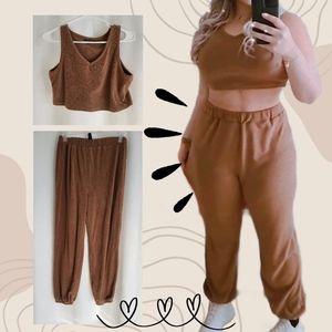 Crop Top with Sweat Pants 2-Piece Set